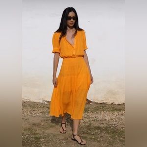 Apiece Apart Vibrant Orange Midi Dress